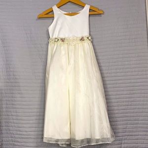 Girl's Cute Ivory Flower Dress